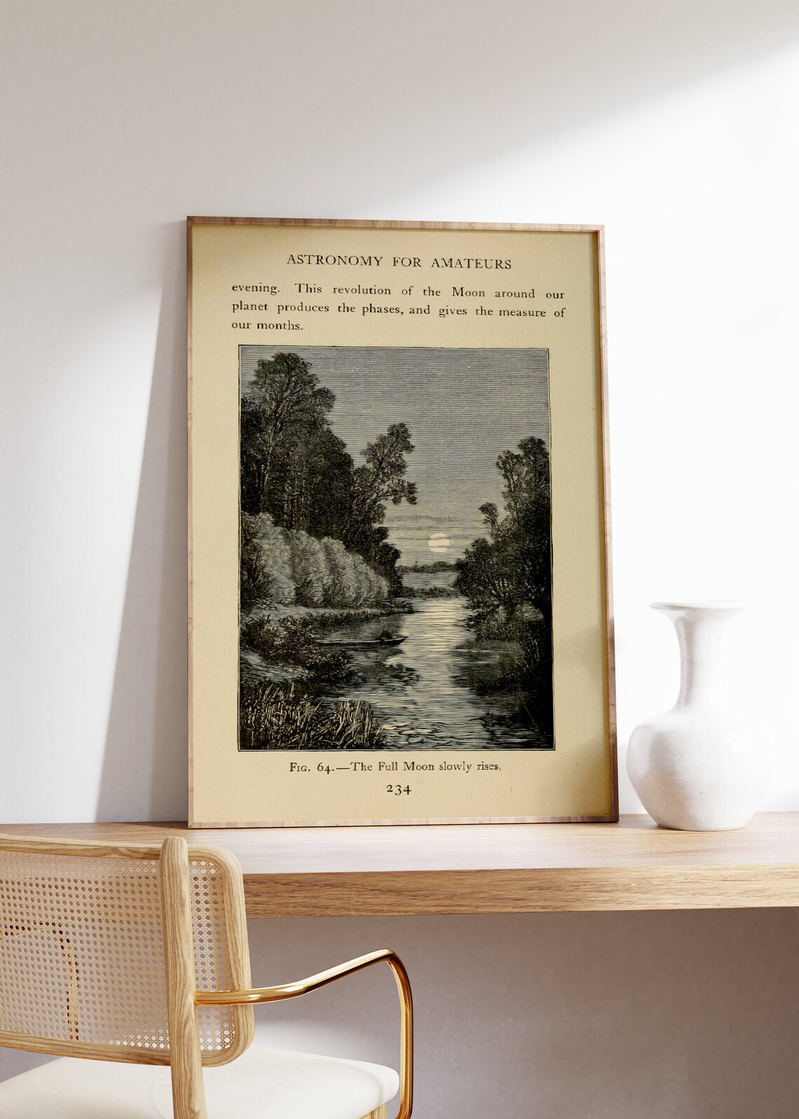 Antique Astronomy Book Page The Full Moon Slowly Rises Poster - Image 3