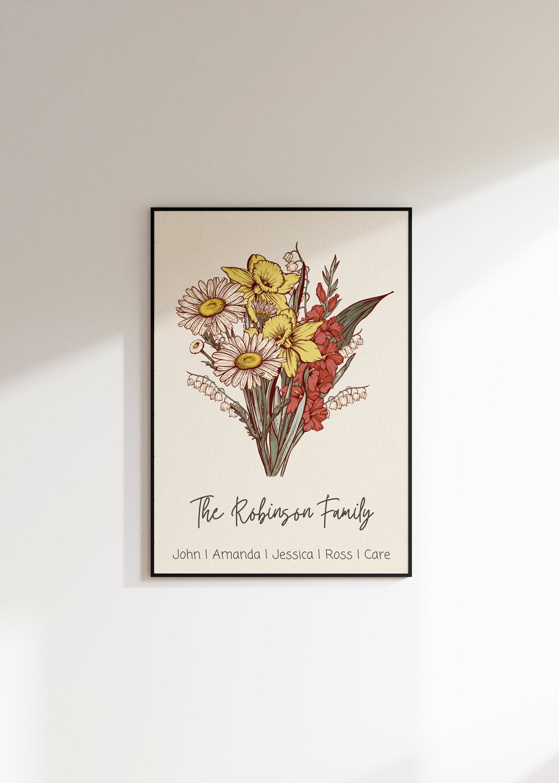 Custom Family Birth Month Flower Bouquet Art Print - Image 2