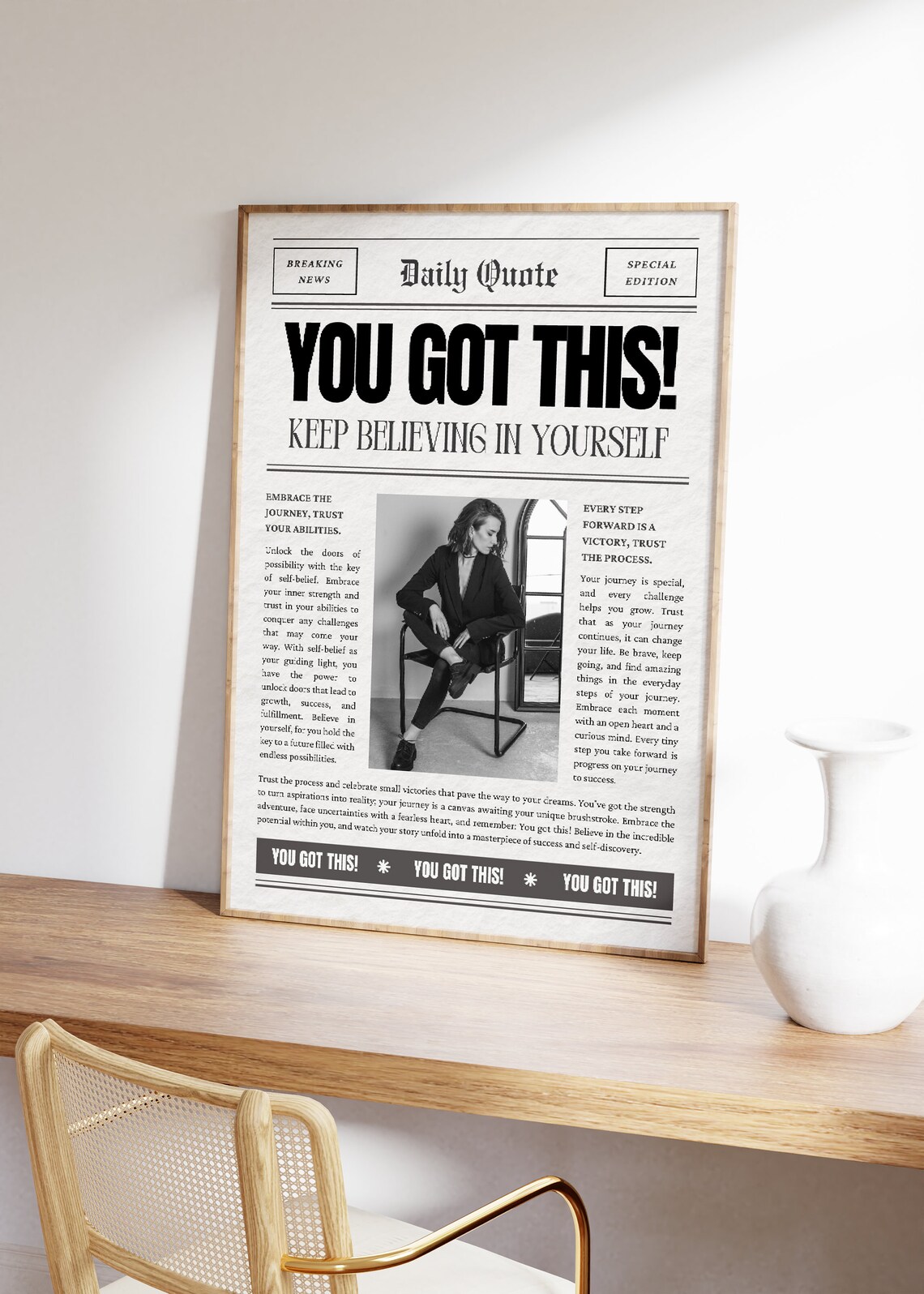 You Got This Keep Believing In Yourself Motivational Newspaper Poster - Image 2