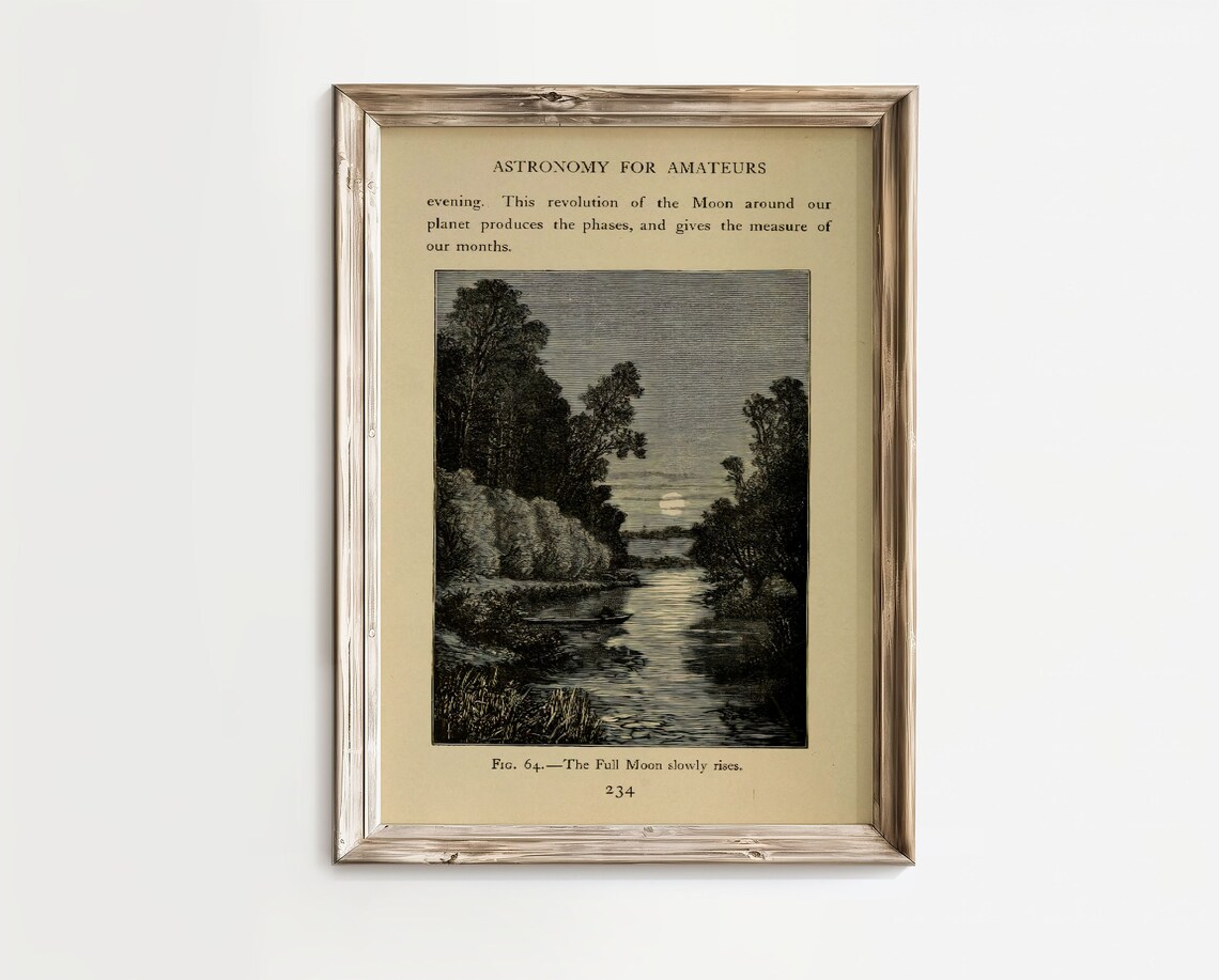 Antique Astronomy Book Page The Full Moon Slowly Rises Poster - Image 2