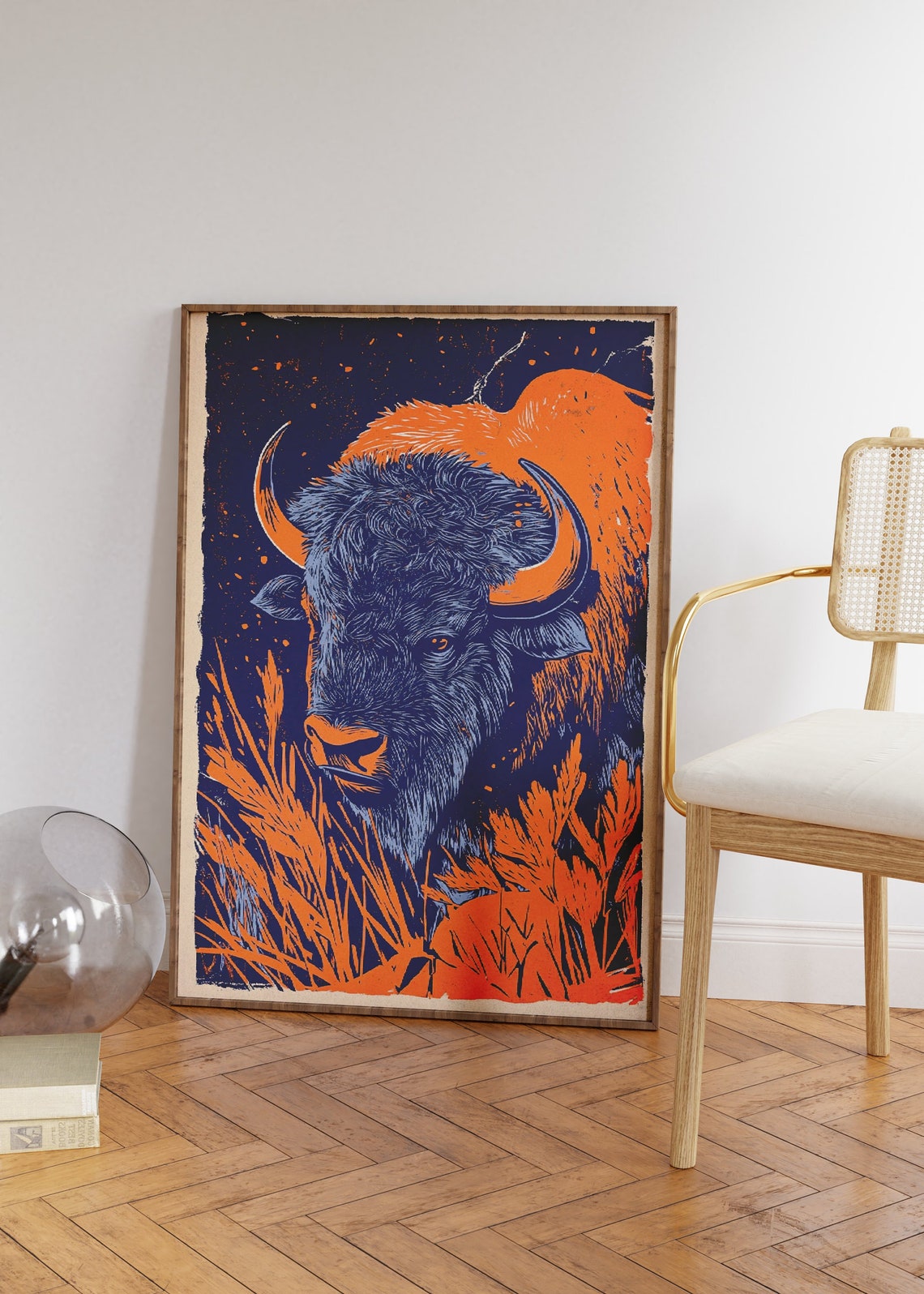 Bison Woodcut Art Print, Farmhouse Cottage Decor - Image 2