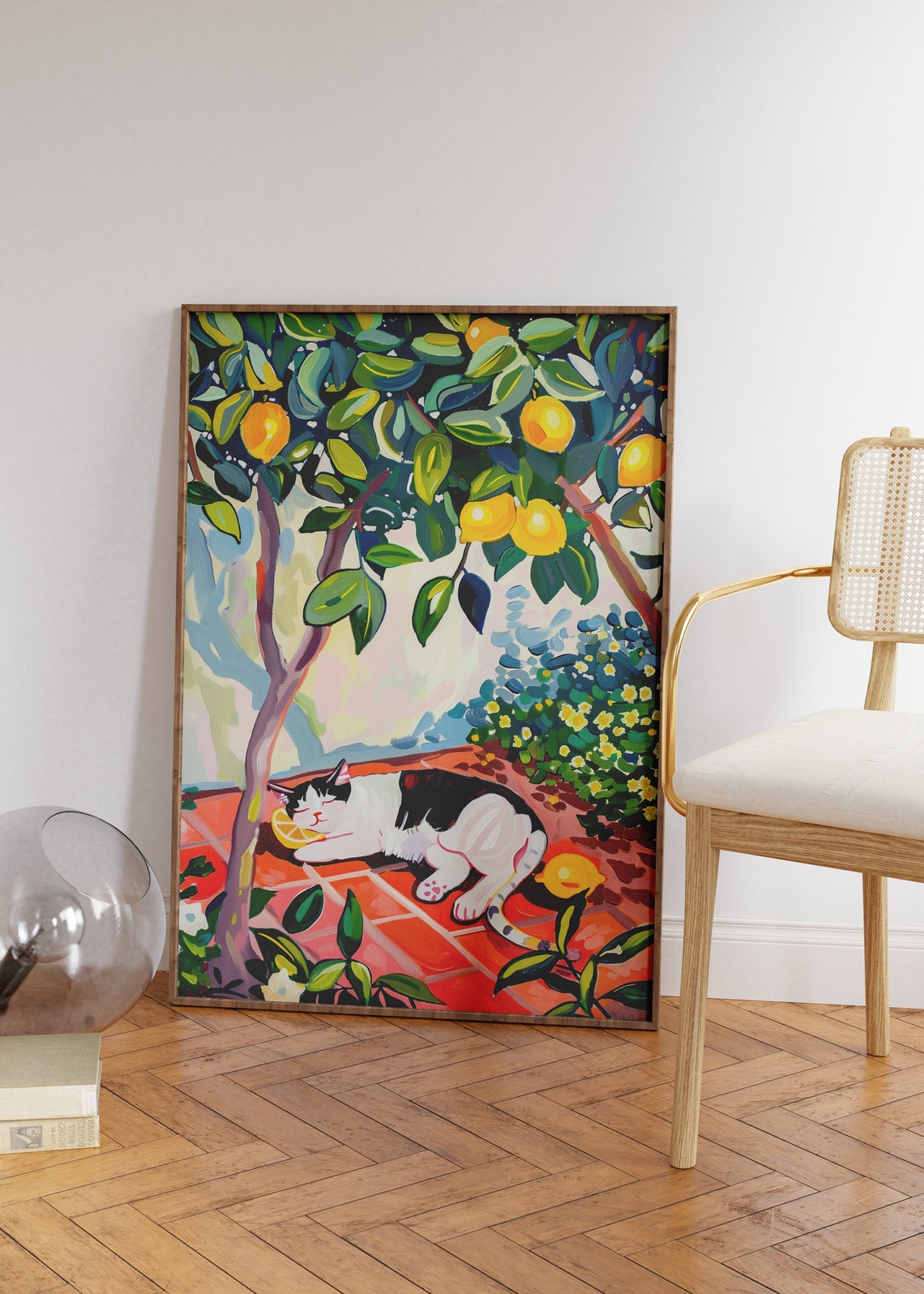 Cat Under Lemon Tree, Matisse-Inspired Art Print - Image 3