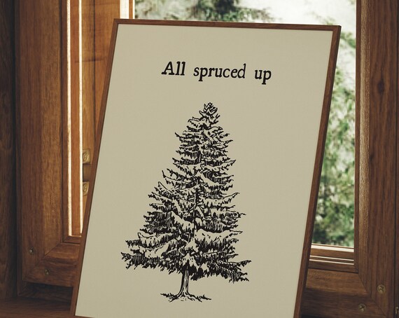 Vintage Spruce Tree Print Cute Christmas Decor Funny Cabin Poster Vintage Tree Wall Art Cute Minimalist Art Print 1 Print