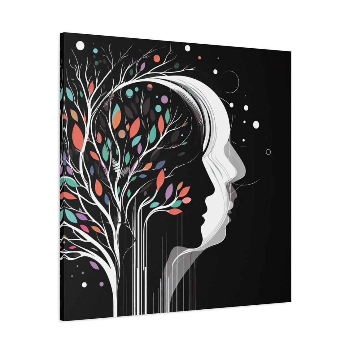 Abstract Tree And Woman Art Modern Tree Silhouette Wall Art Tree And Woman On Black And White Artwork Stretched 125 - Image 3