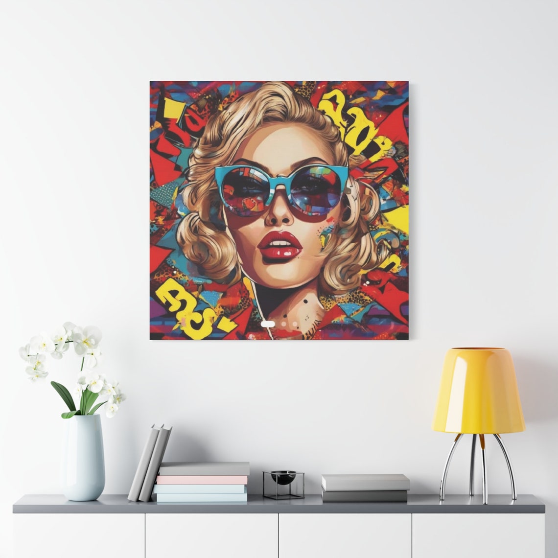 Pop Art Blonde Woman Blue Sunglasses Graffiti Street Art Style Poster - Image 4