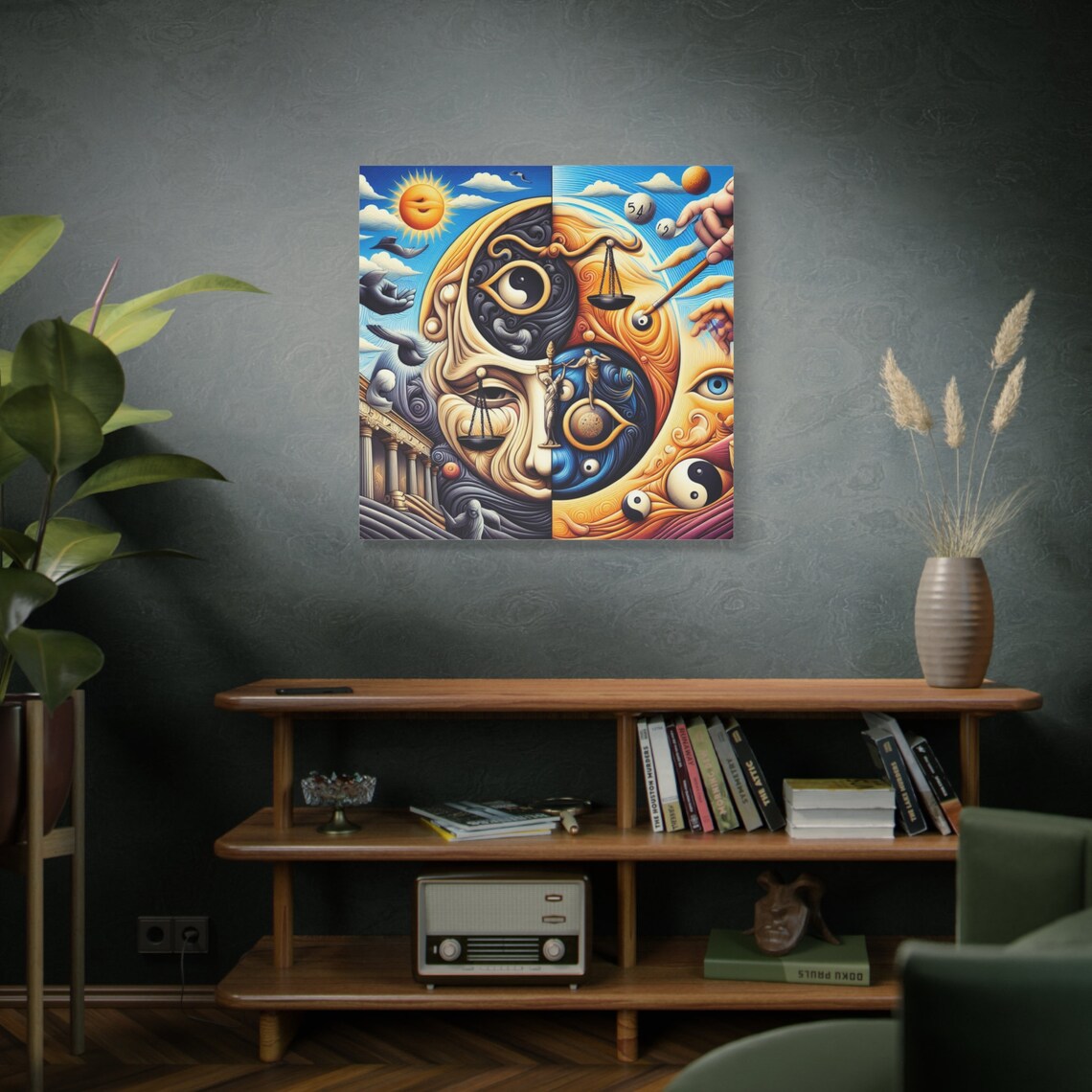 Surreal Yin Yang Eye Cosmic Face Balance Scales Mystical Art Poster - Image 4