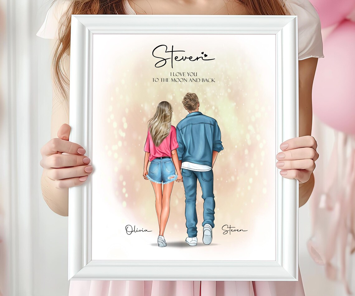 Couple Walking Away Together Personalized Name Quote Poster Gift
