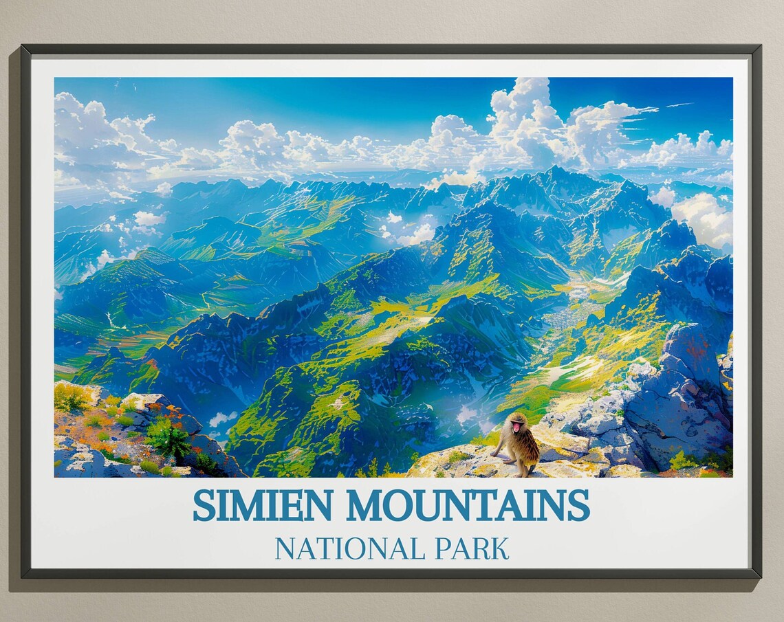 Simien Mountains National Park Peaks Monkey Ethiopia View Poster
