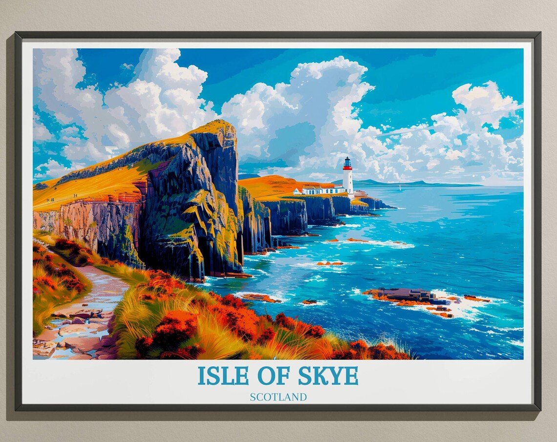 Isle of Skye Scotland Coastal Cliffs Lighthouse Seascape Poster