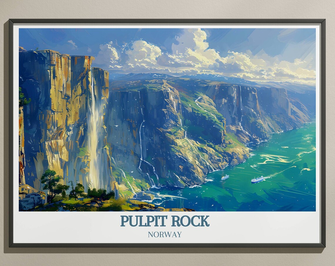 Pulpit Rock Norway Lysefjord Cliffs Waterfalls Fjord View Poster
