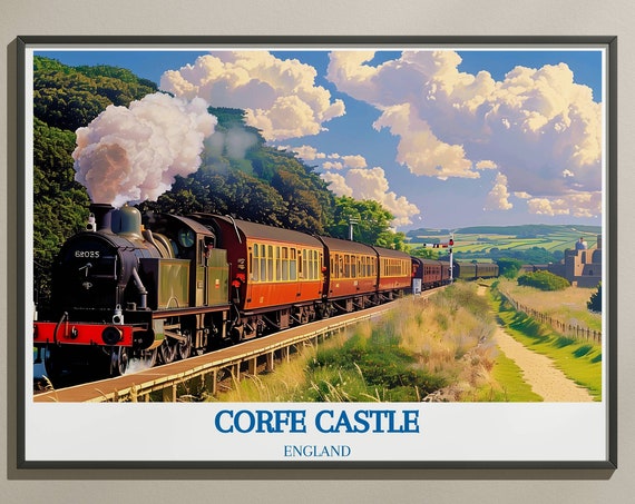 Corfe Castle Travel Print Wall Art Swanage Railway Posters And Corfe Castle Art