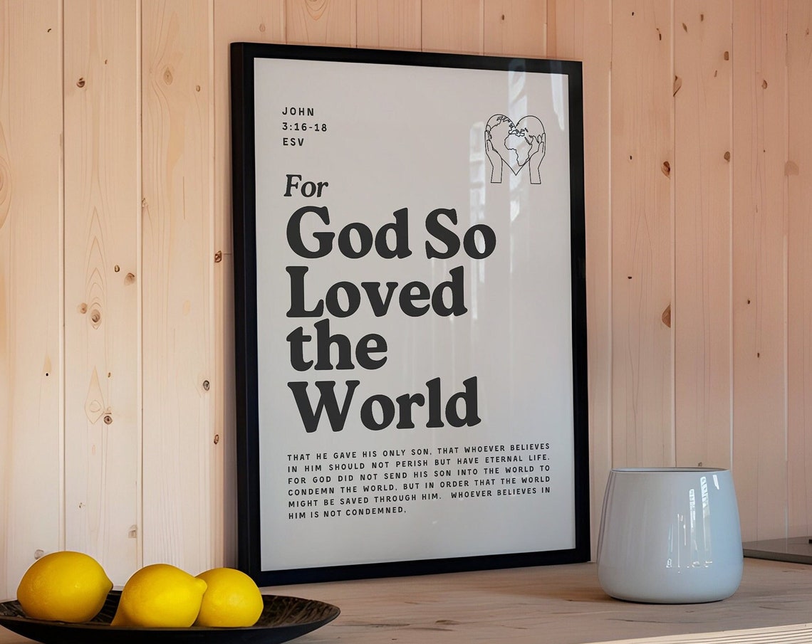 Retro John 316 Wall Art For Apartment Kitchen Wall Decor For Christian Housewarming Gift Bible Verse Poster Art