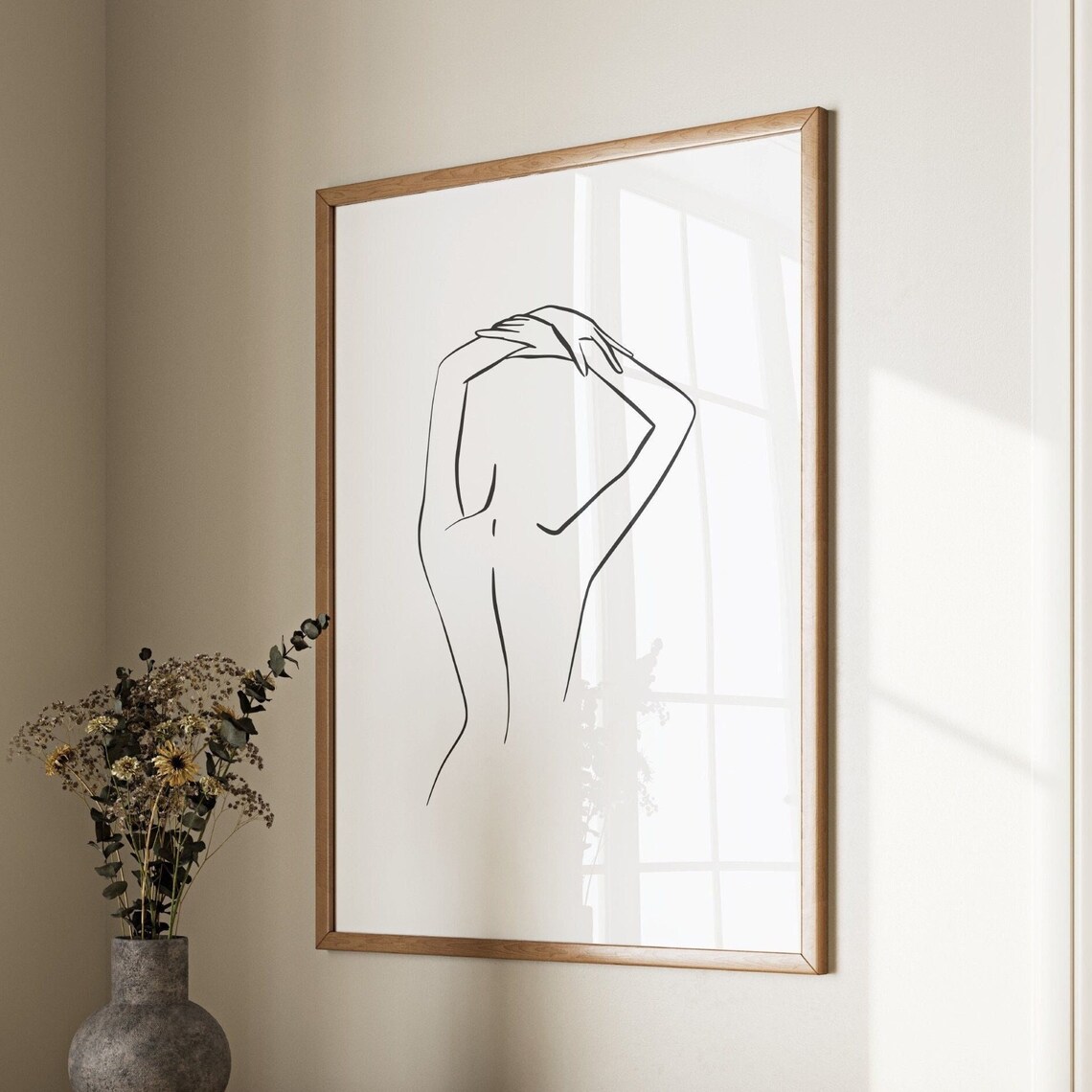 Elegant Minimalist Line Art Woman Torso Boho Abstract Poster - Image 2