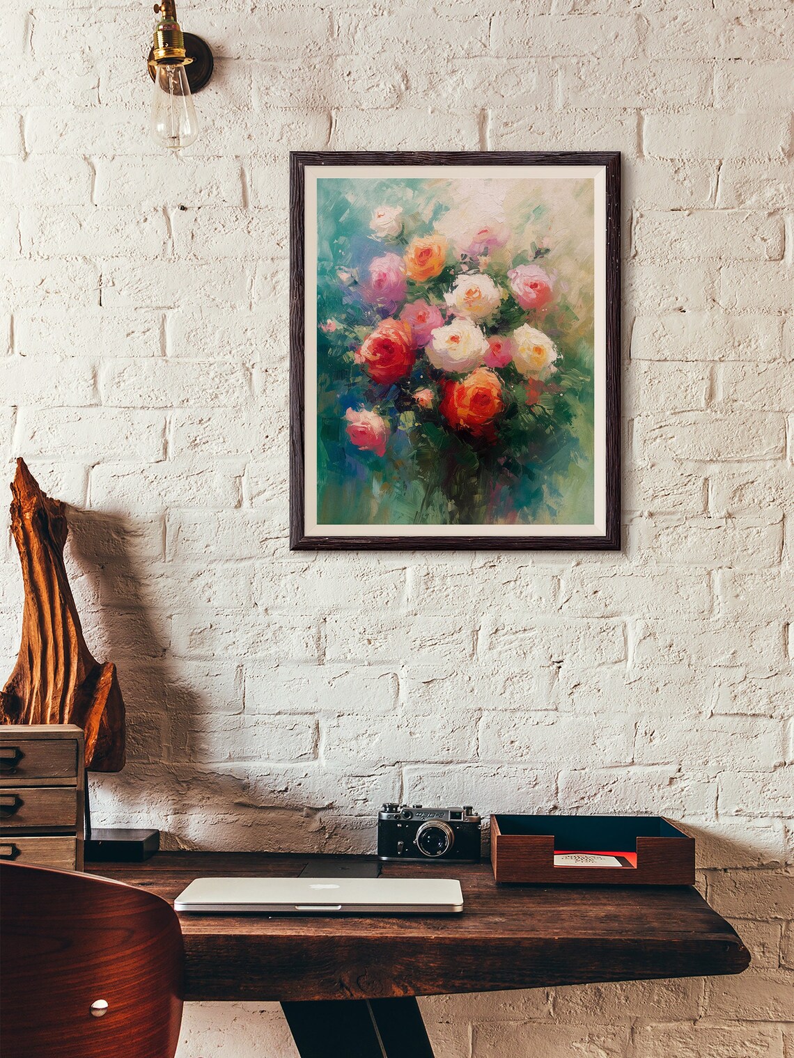 Pastel Rose Bouquet Impressionist Floral Oil Painting Poster - Image 5