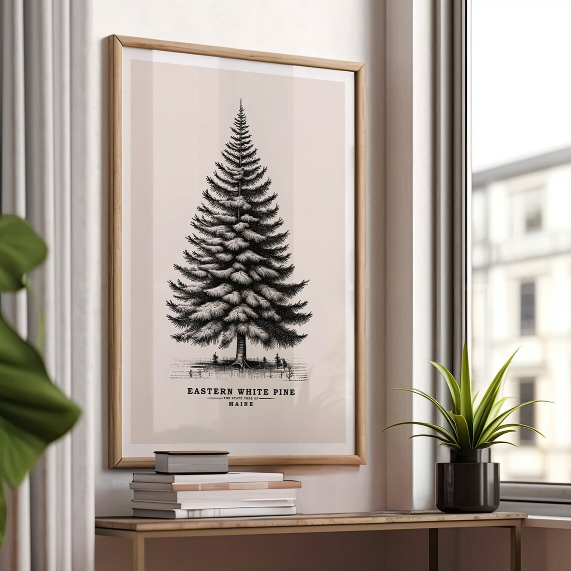 Maine State Tree Eastern White Pine Vintage Sketch Art Print