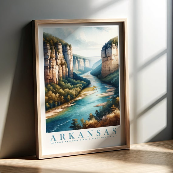 Arkansas Watercolor Print Buffalo River 50 Us States Collection Wall Art Wall Art Instant Art Poster