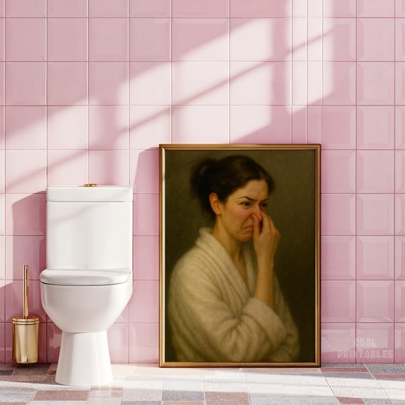 Funny Bathroom Art Print Set Toilet Humor Decor Vintage Style Painting Wall Gift Picture