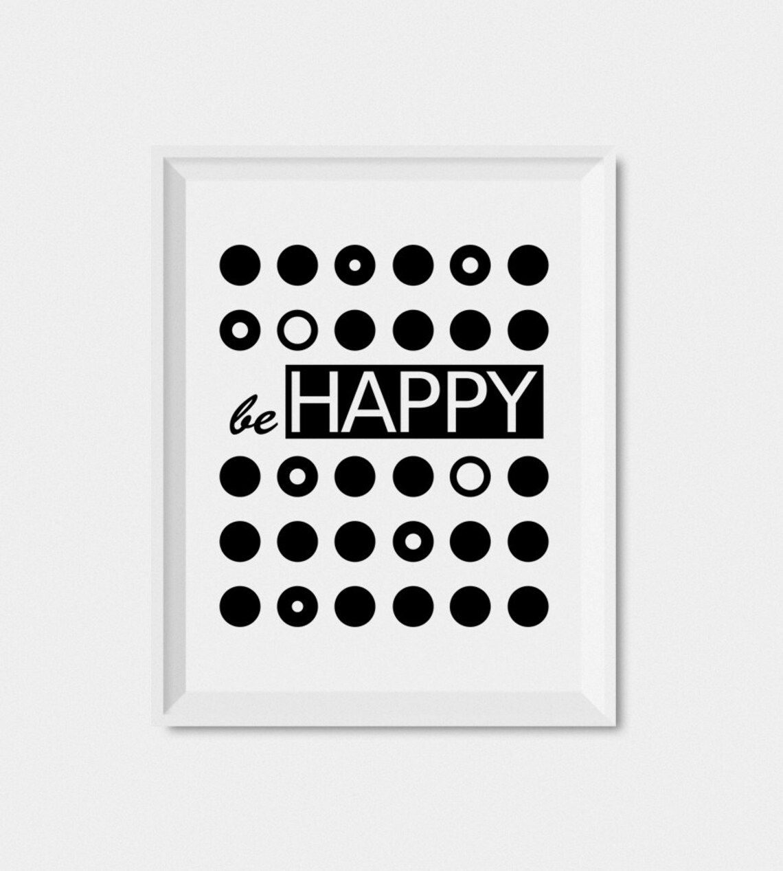 Be Happy Quote Art Print, Monochrome Nursery Decor - Image 2