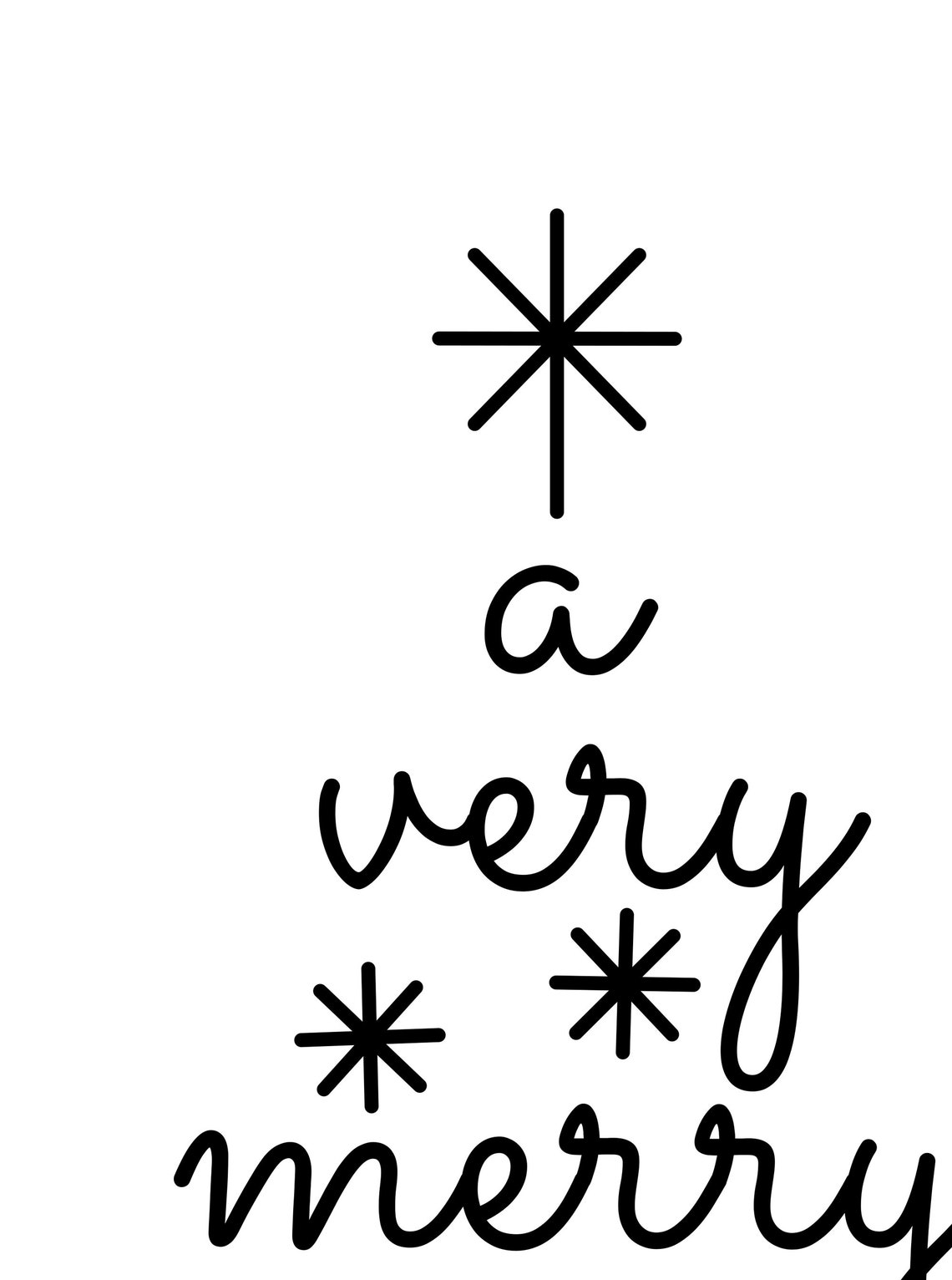 A Very Merry Christmas Script Tree Shape Black And White Wall Print - Image 2