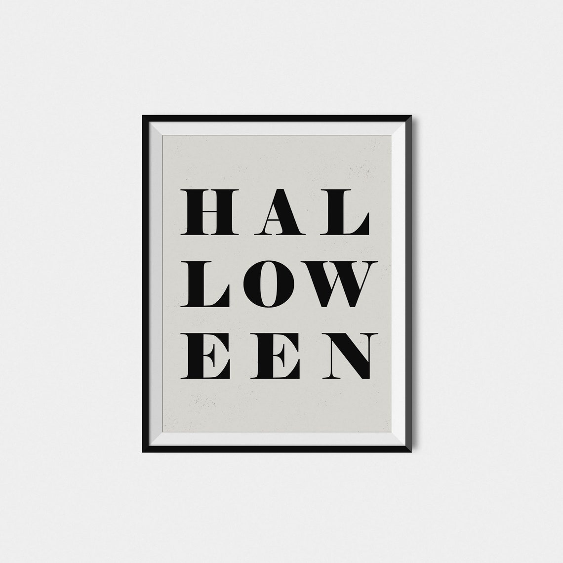 Halloween Stacked Serif Typography Minimalist Black Beige Wall Print - Image 2