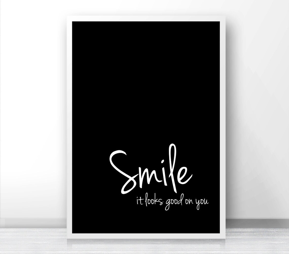 Smile Typography Poster, Black and White Wall Art - Image 4