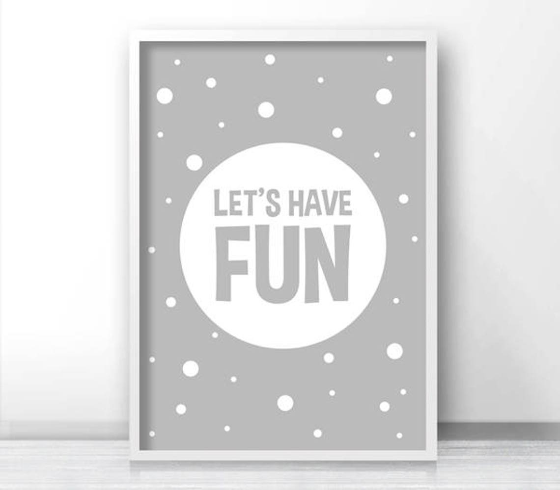Panda Bear Lets Have Fun Nursery Wall Art Grey White Kids Print - Image 2
