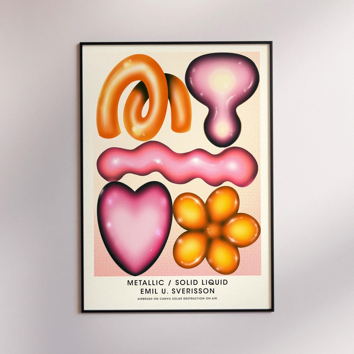 Glossy Liquid Blob Abstract Airbrush Metallic Style Gallery Art Print