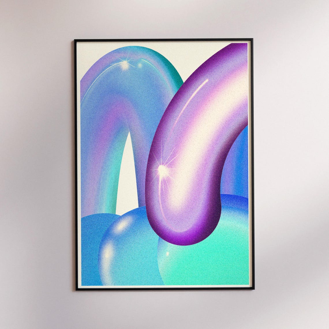 Retro Glossy Blue and Purple Arches Abstract Gallery Wall Art