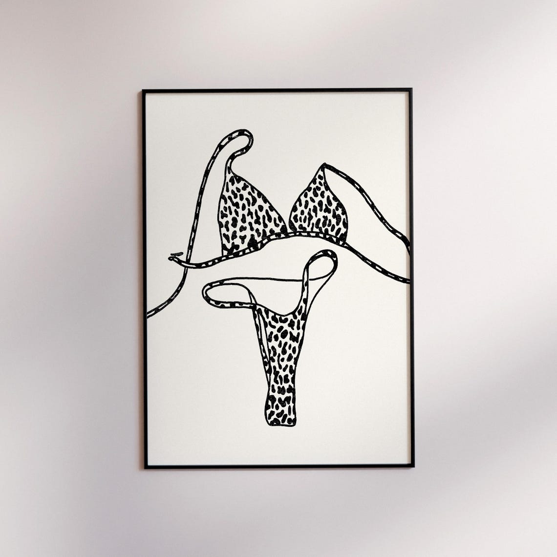 Leopard Bikini Line Art Minimalist Swimwear Fashion Sketch Poster