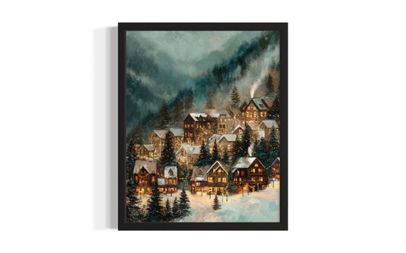 Washington Mountain Town States Poster Art Print Living Room Wall Original Painting Artwork Decor