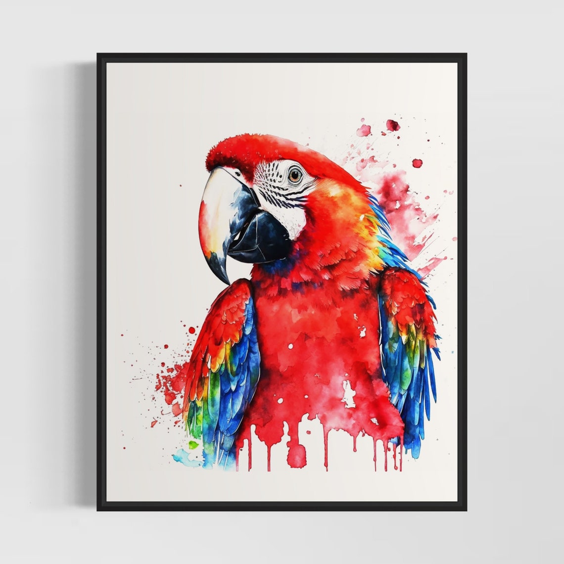 Majestic Scarlet Macaw Tropical Parrot Watercolor Wildlife Poster