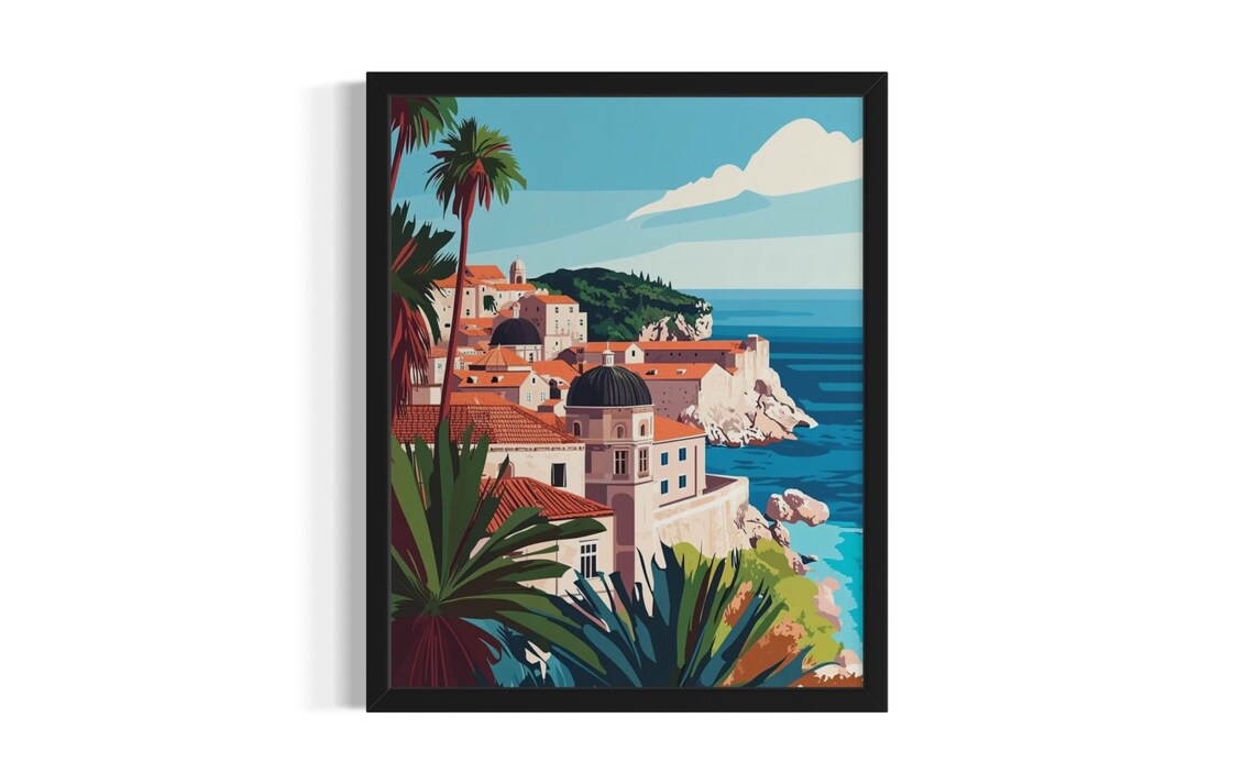 Dubrovnik Croatia Old Town Red Roofs Adriatic Travel Art Poster