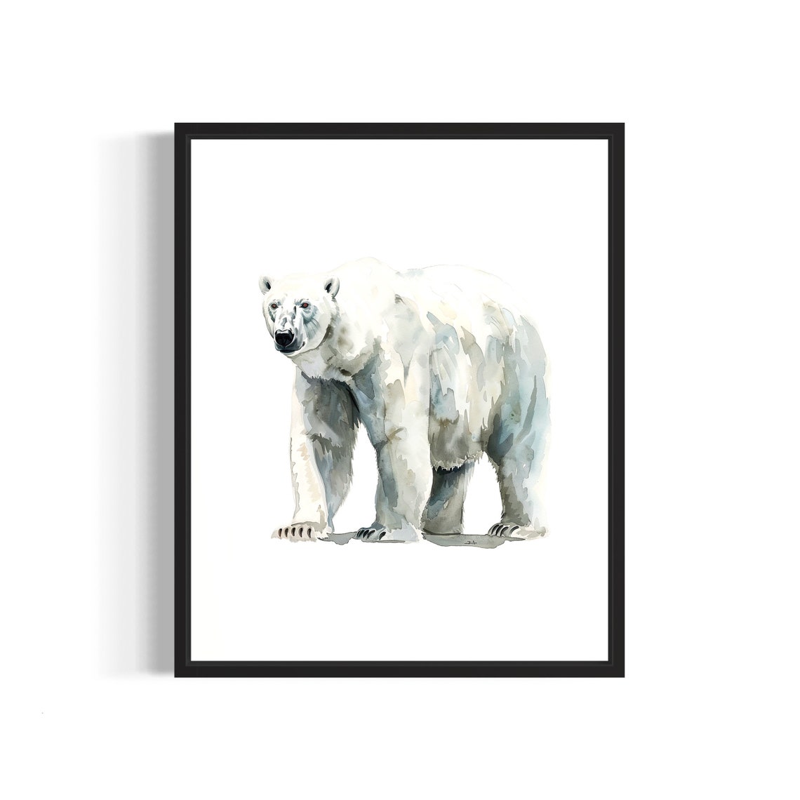 Polar Bear Mother Watercolor Arctic Wildlife Portrait Poster