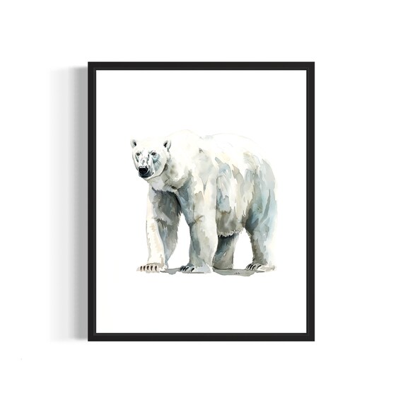 Polar Bear Mother Watercolor Arctic Wildlife Portrait Poster