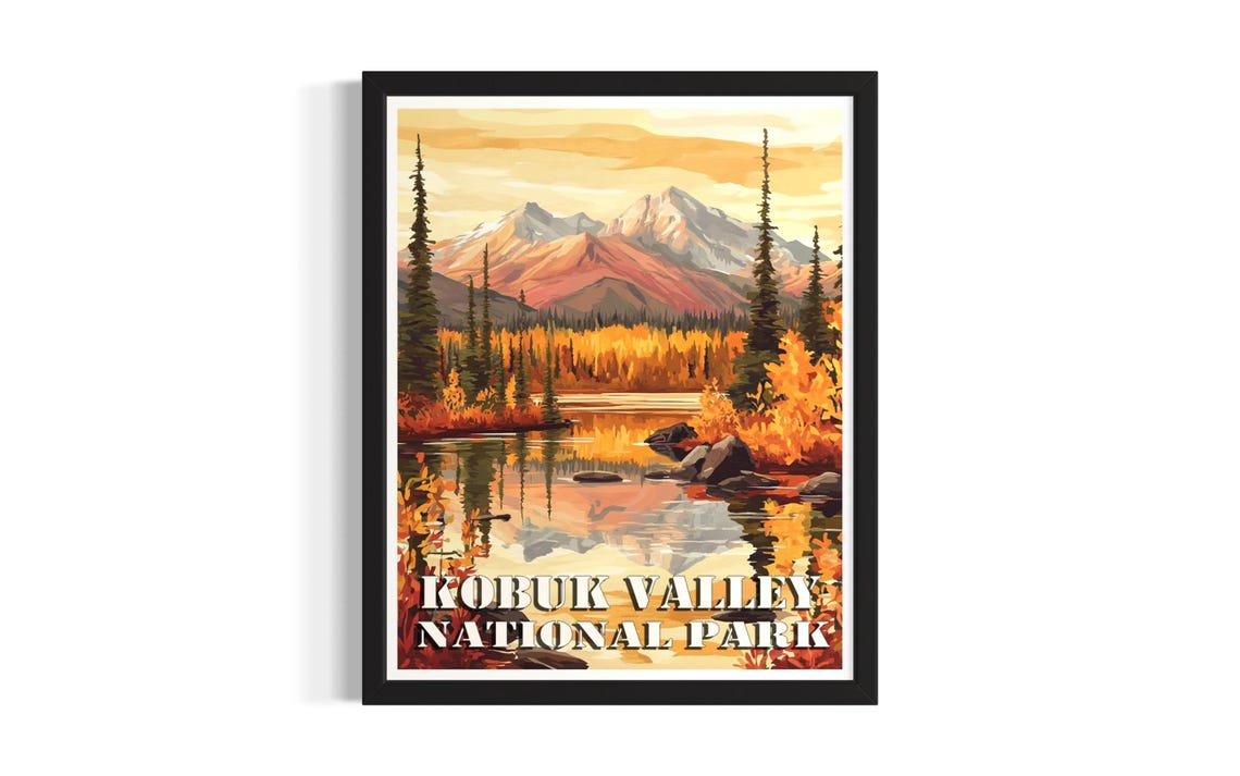 Kobuk Valley National Park Vintage Autumn Lake Reflection Poster