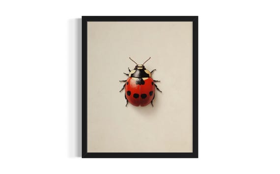 Ladybug Insects Poster Art Print Kitchen Wall Original Painting Artwork Decor