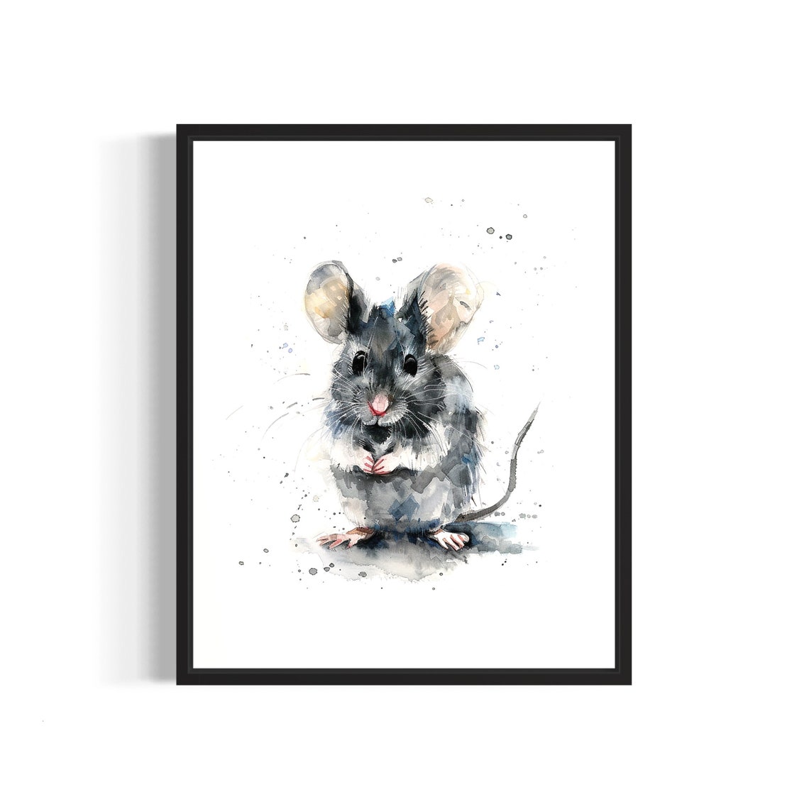 Big-Eared Field Mouse Watercolor Cute Rodent Portrait Poster