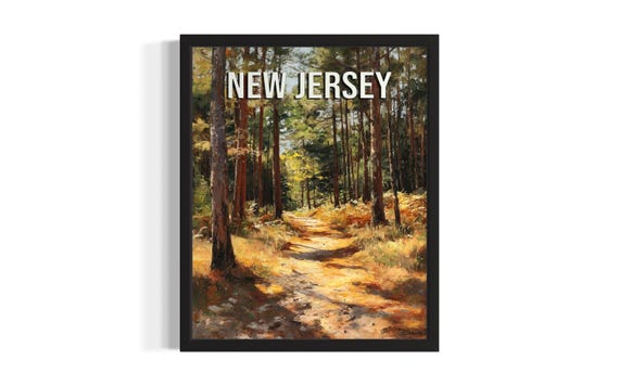 New Jersey Pine Barrens States Poster Art Print Living Room Wall Original Painting Artwork Decor
