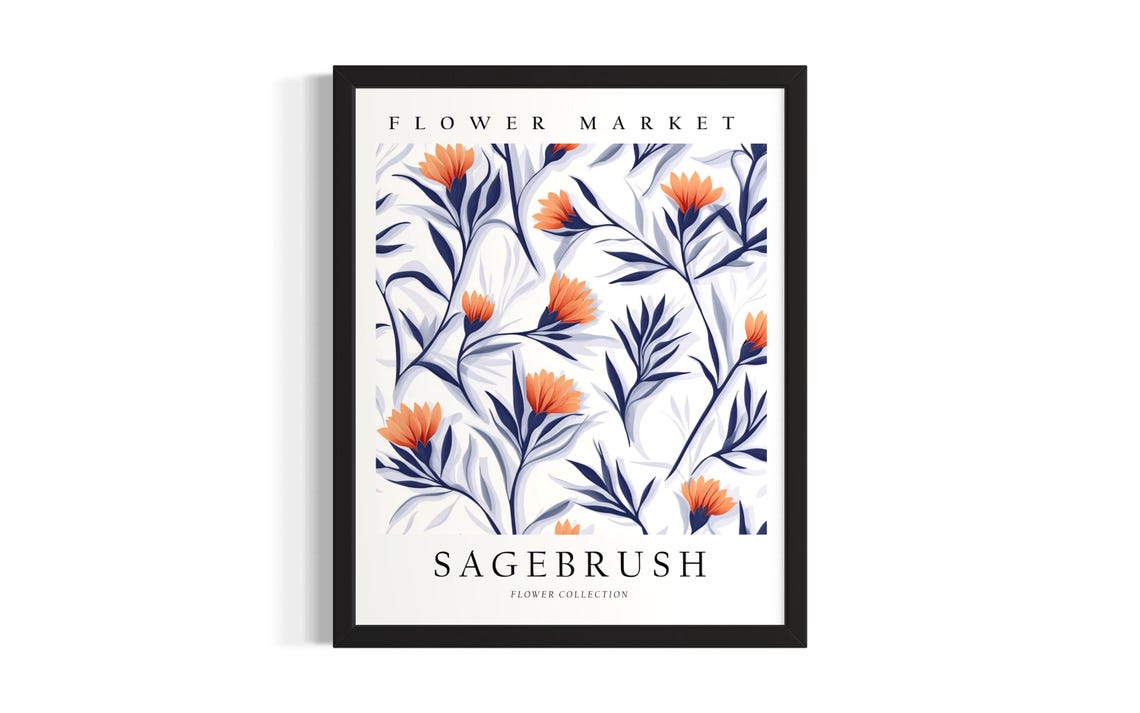 Sagebrush Flower Market 3D Paper Cut Floral Botanical Art Poster