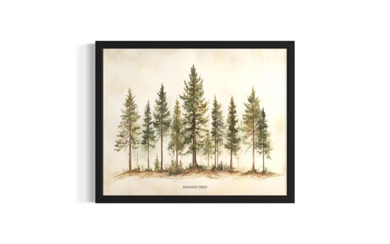 Dogwod Trees Poster Art Print Living Room Wall Original Painting Artwork Decor