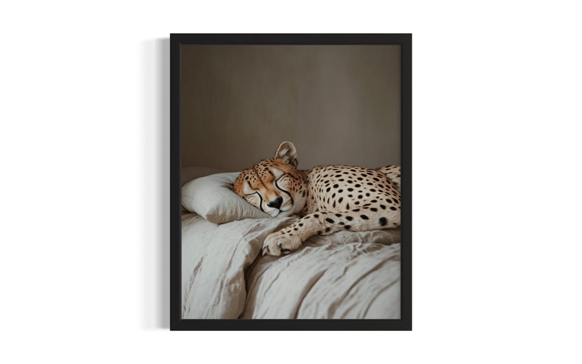 Cheetah Animal Bedroom Poster Art Print Wall Original Painting Artwork Decor