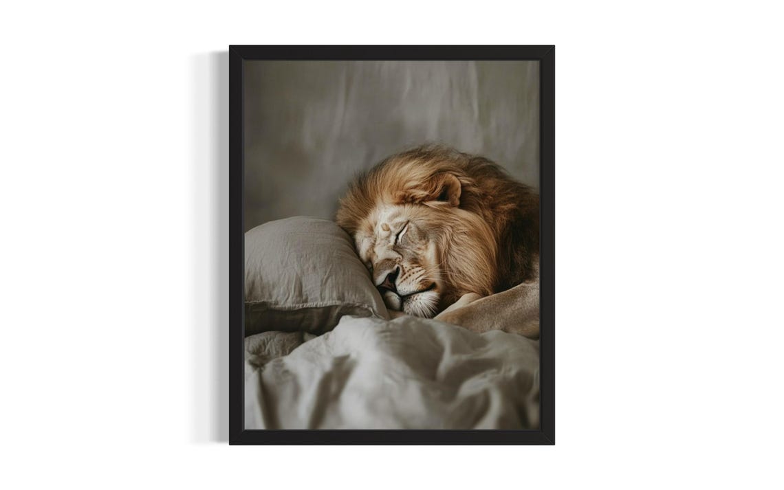 Lion Animal Bedroom Poster Art Print Wall Original Painting Artwork Decor