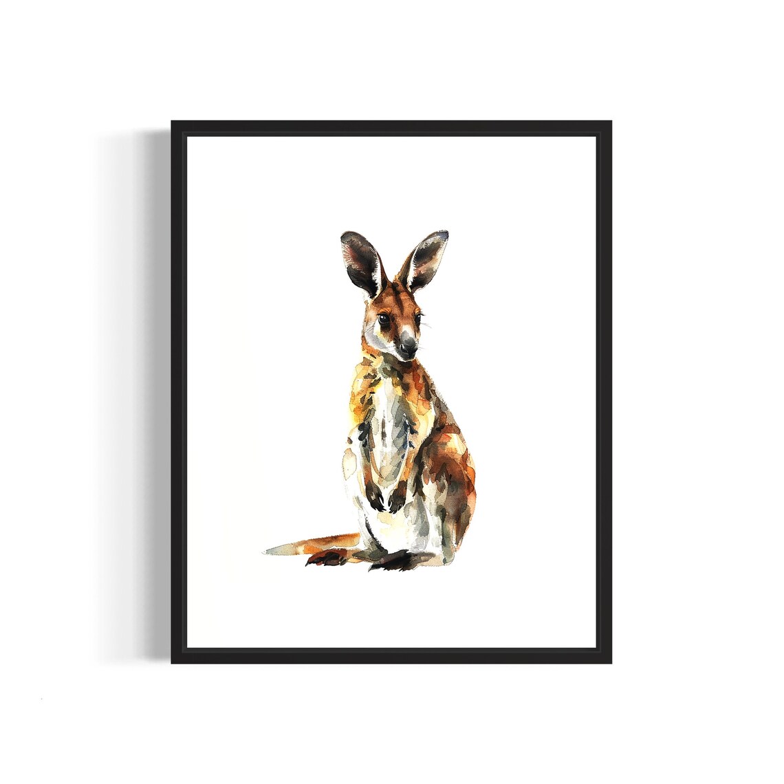 Cute Kangaroo Watercolor Colorful Australian Animal Art Poster
