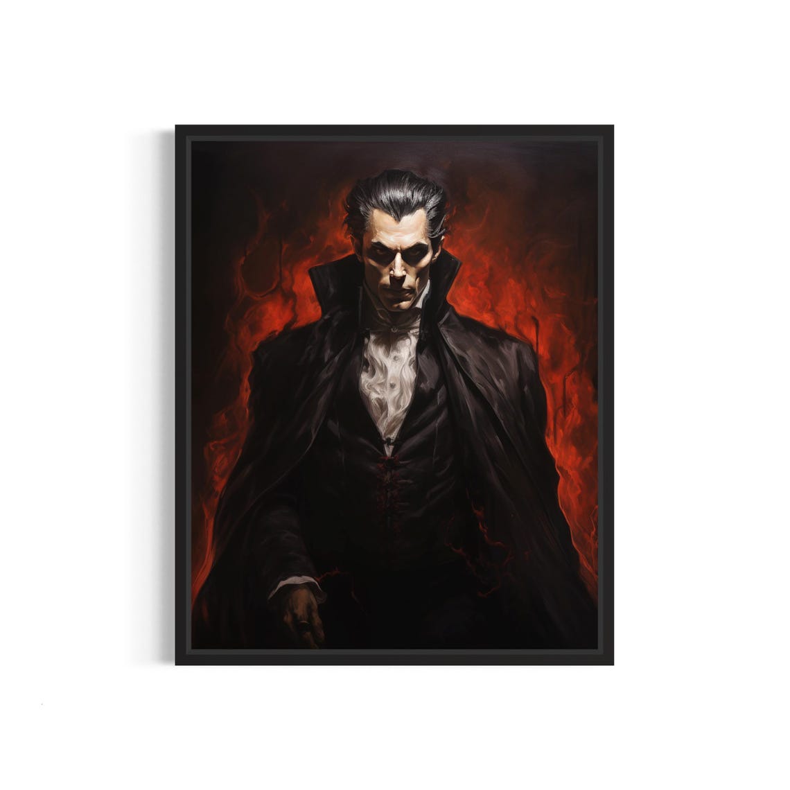 Dracula Vampire Portrait in Red Mist Dark Gothic Horror Art Poster