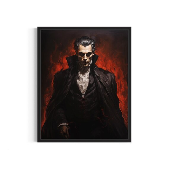 Dracula Vampire Portrait in Red Mist Dark Gothic Horror Art Poster