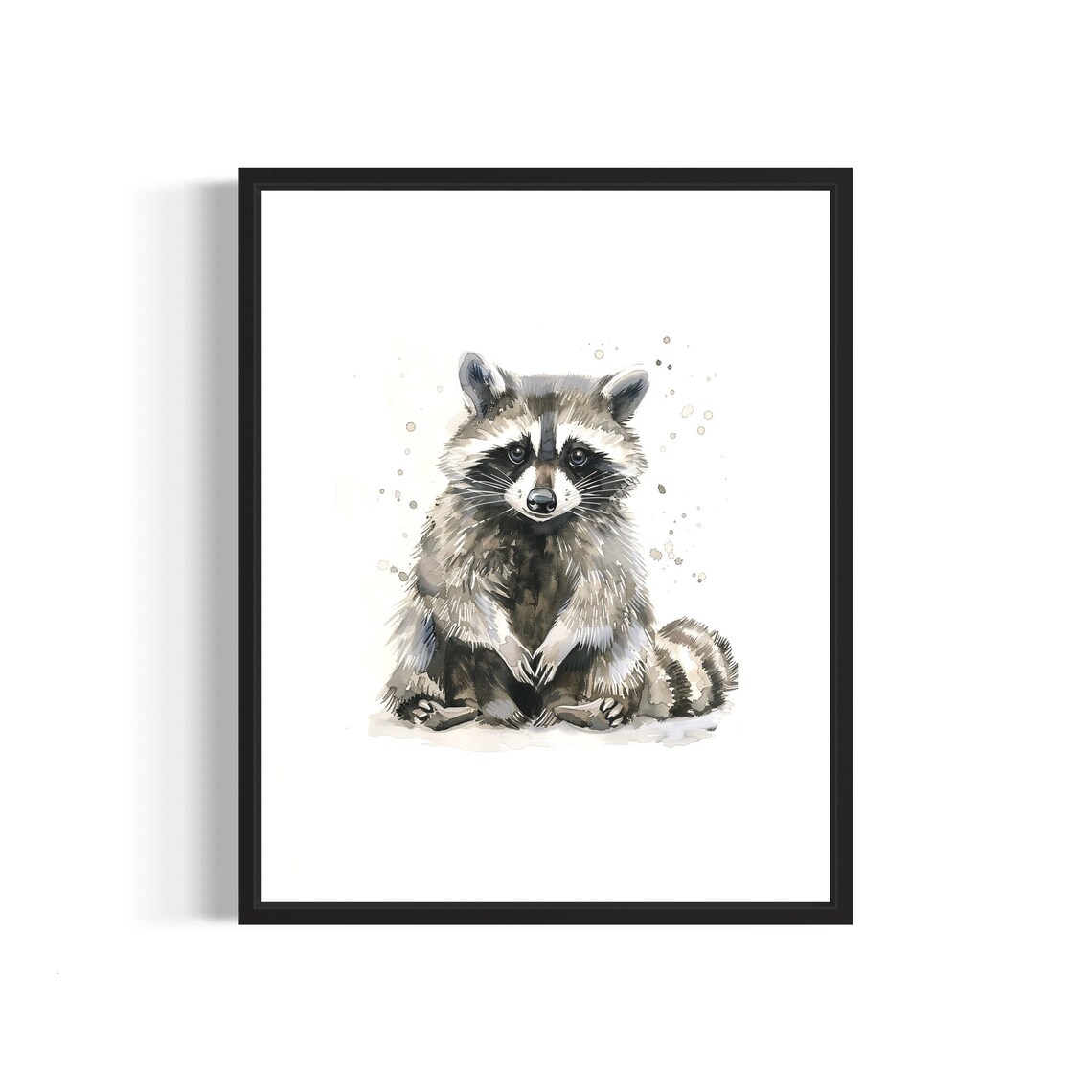 Mischievous Raccoon Watercolor Woodland Animal Portrait Poster