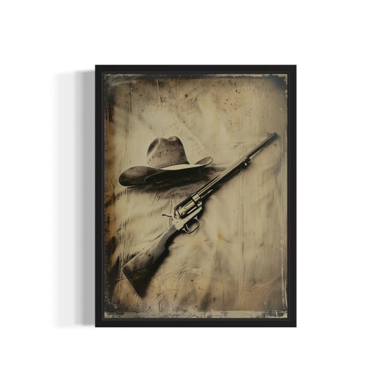 Cowboy Rifle Poster Art Print Vintage Gothic Wall Art Painting Decor Photo