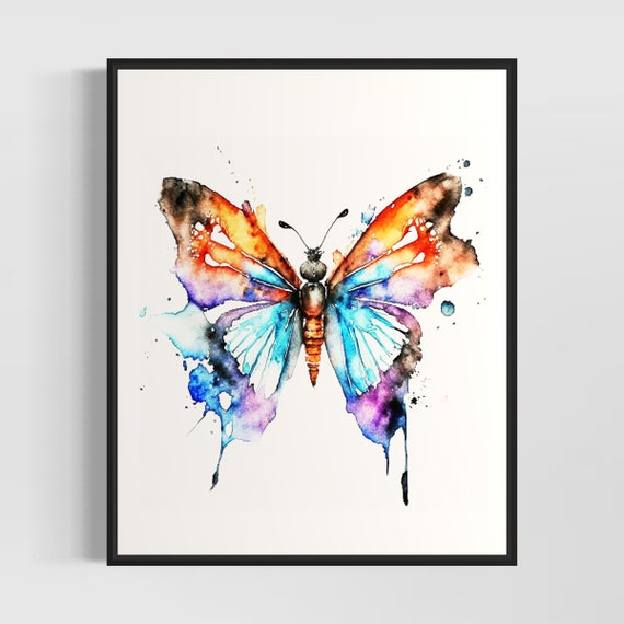 Colorful Butterfly Watercolor Art Print Butterfly Painting Wall Art Decor Original Artwork By Artist