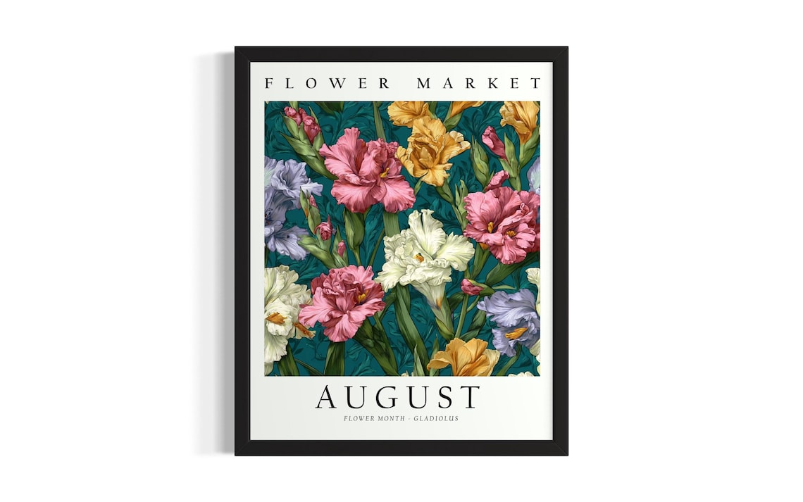 Flower Market August Gladiolus Birth Month Flower Art Poster