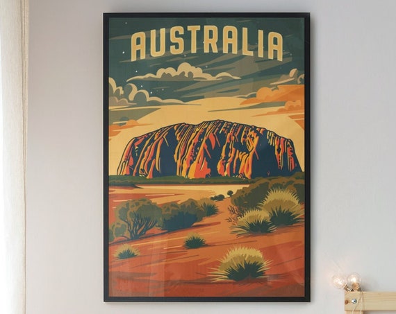 Australia Travel Poster Vintage Style Home Wall Art Vacation Souvenir